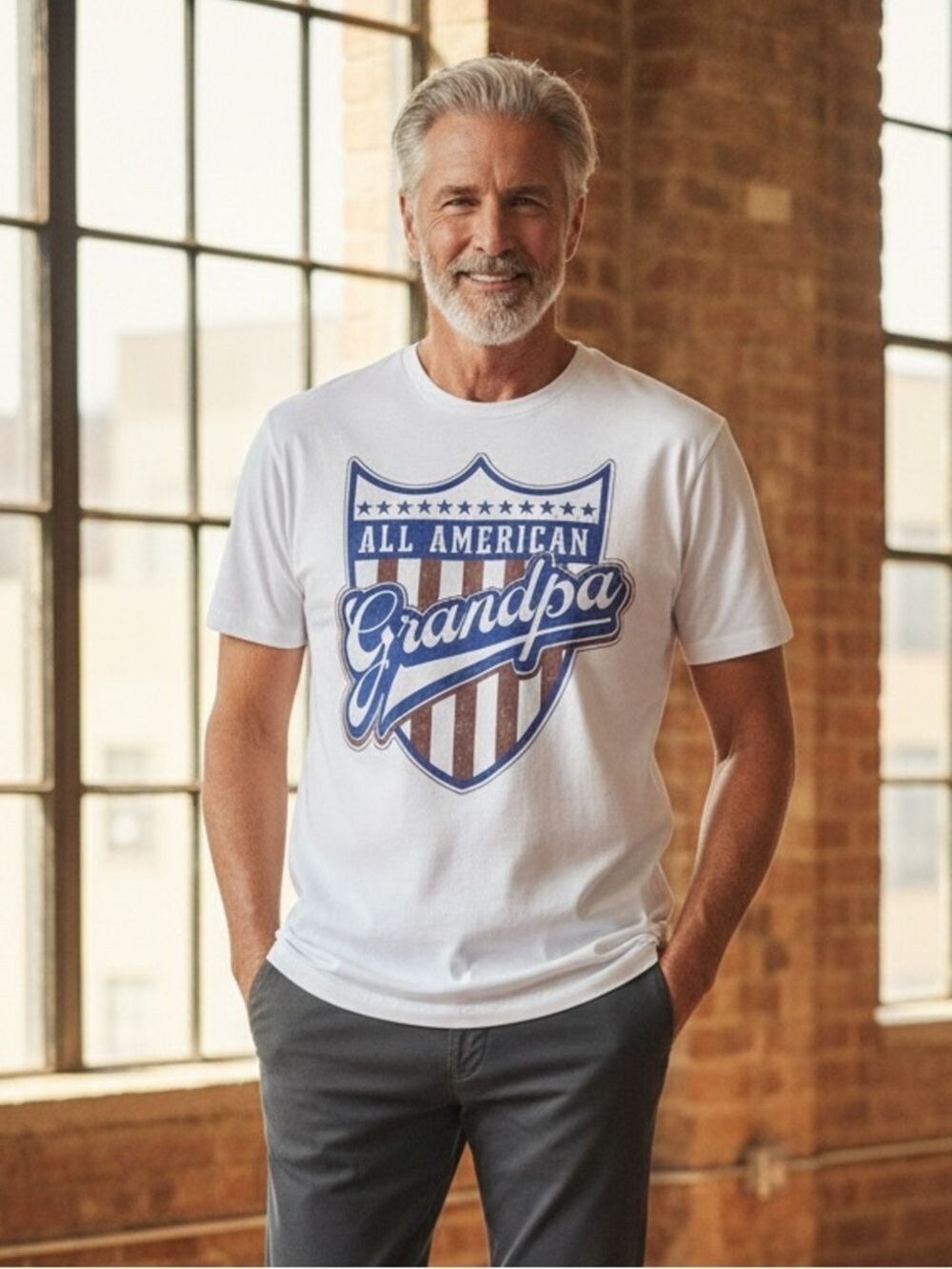 NWT All American Grandpa Graphic T-Shirt XL White Cotton Father’s Day Gift Tee